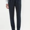 Navy Blue Linen Soragna Trousers - Made In Italy 1 Navy Blue Linen Soragna Trousers - Made In Italy -Pini Parma Clothing Store Navy linen soragna trousers 2