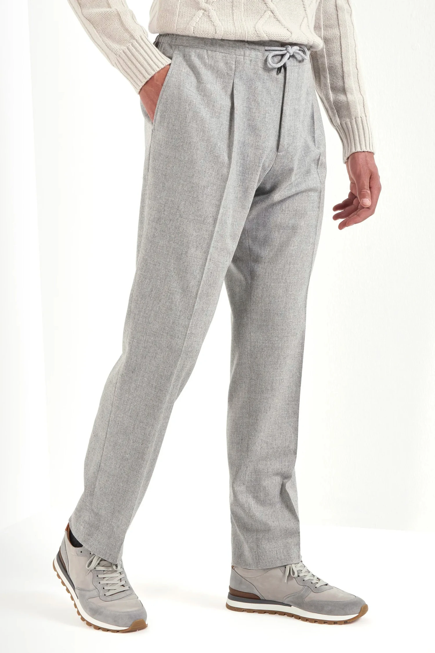 Light Grey Flannel Alassio With Pleat Trousers - Made In Italy 3 Light Grey Flannel Alassio With Pleat Trousers - Made In Italy