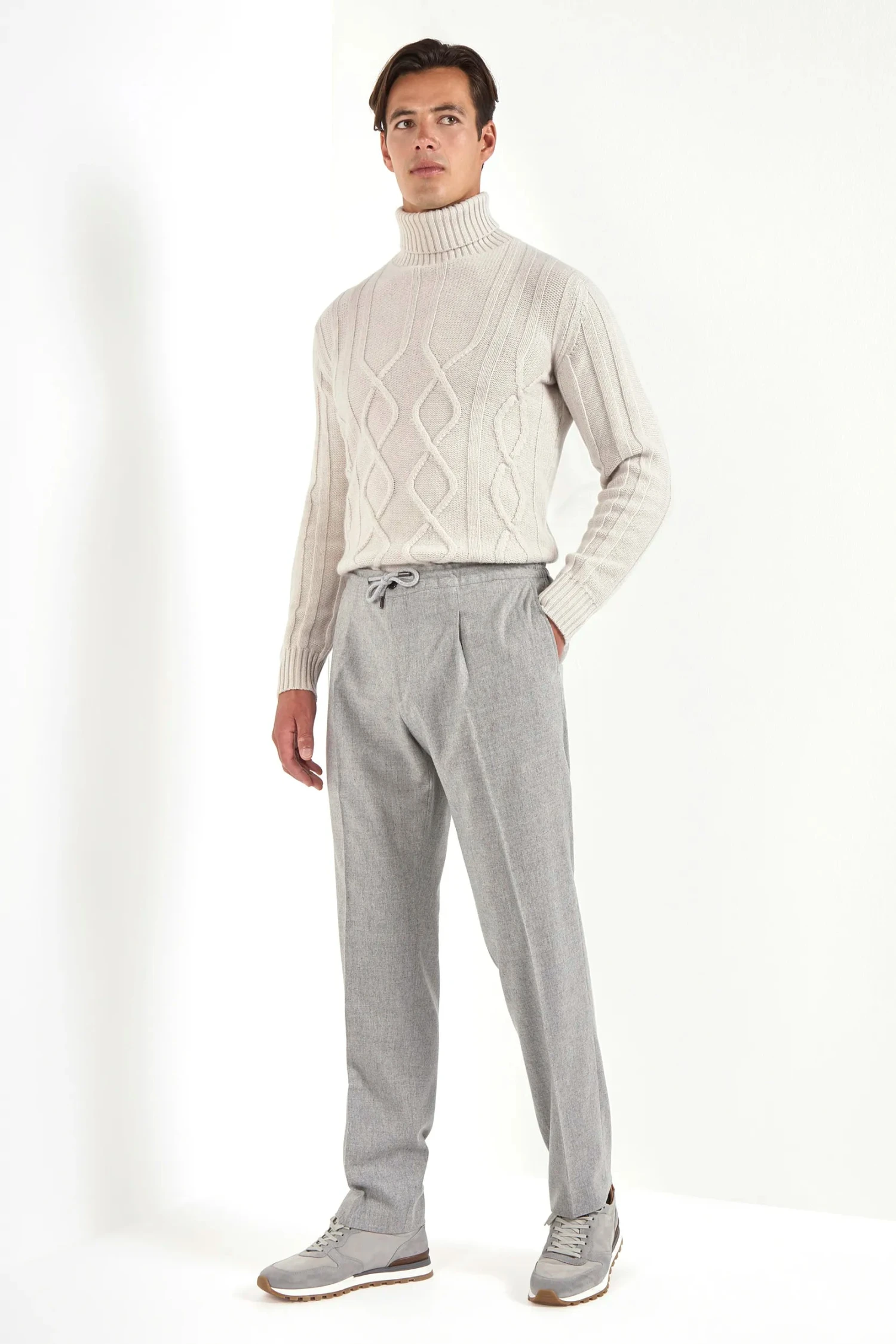 Light Grey Flannel Alassio With Pleat Trousers - Made In Italy 5 Light Grey Flannel Alassio With Pleat Trousers - Made In Italy - Image 3