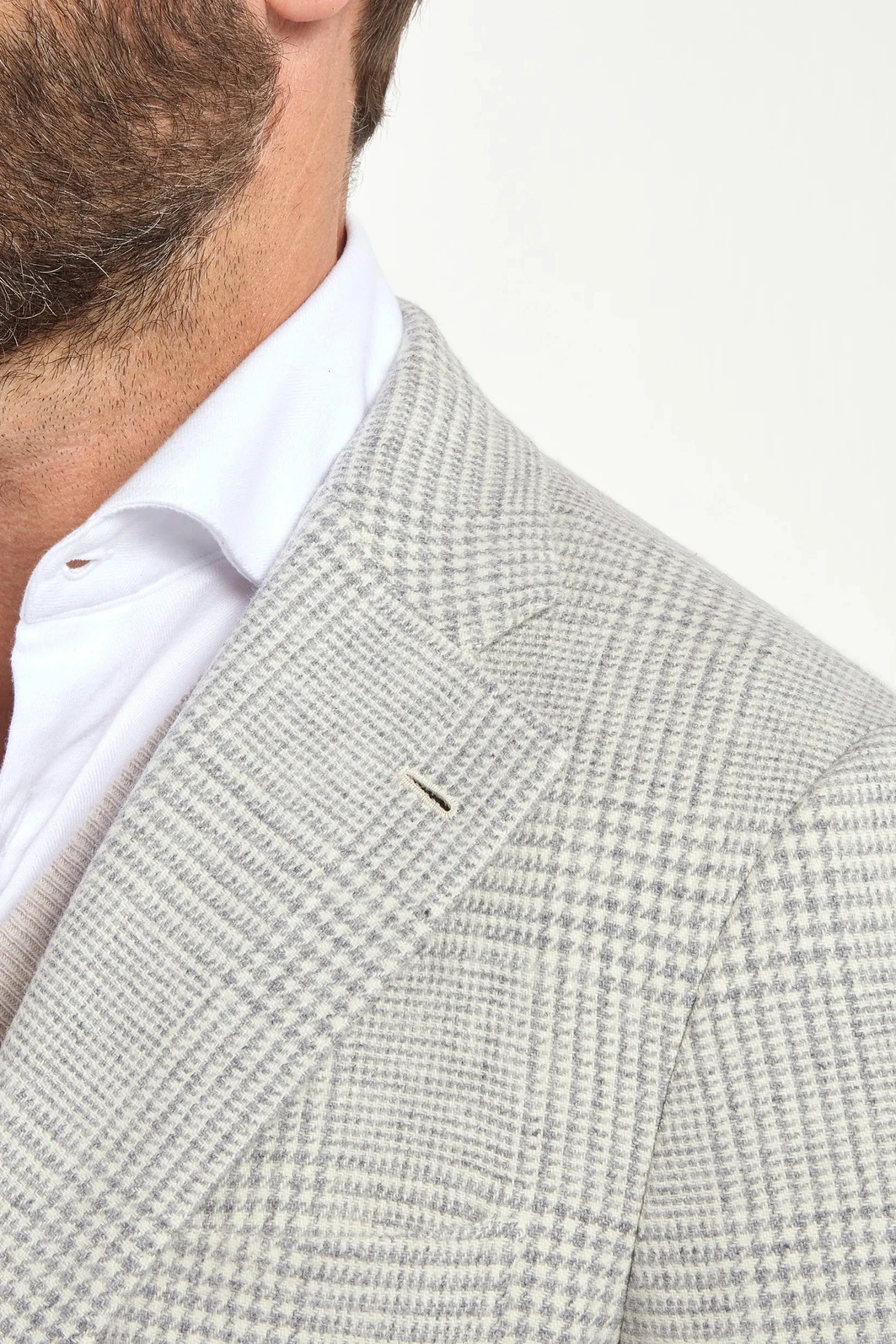 Light Grey Prince Of Wales Jacket - Made In Italy 4 Light Grey Prince Of Wales Jacket - Made In Italy - Image 2