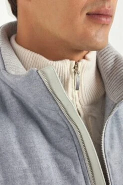 Light Blue Down Vest In Wool & Cashmere – Made In Italy -Pini Parma Clothing Store PINIFW2519464