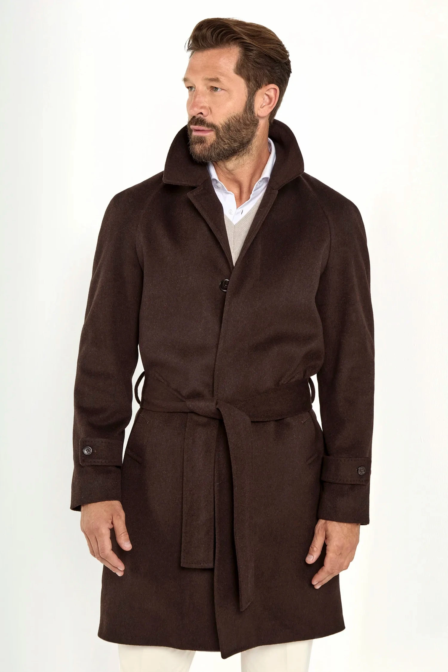 Brown Raglan Coat - Made In Italy 3 Brown Raglan Coat - Made In Italy