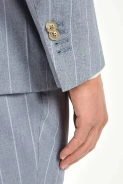 Dusty Blue Striped Double Breasted Suit - Made In Italy 9 Dusty Blue Striped Double Breasted Suit - Made In Italy -Pini Parma Clothing Store PINIFW2520155