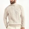 Beige Cable Knit Turtleneck – Made In Italy 1 Beige Cable Knit Turtleneck – Made In Italy -Pini Parma Clothing Store PINIFW252154218.40.22
