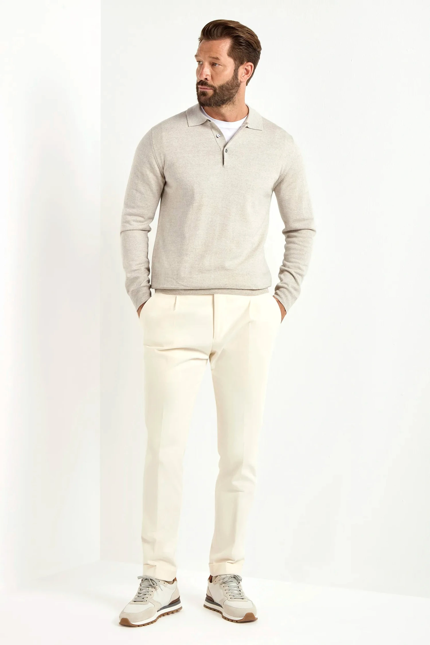 Greige Merino Polo – Made In Italy 5 Greige Merino Polo – Made In Italy - Image 3