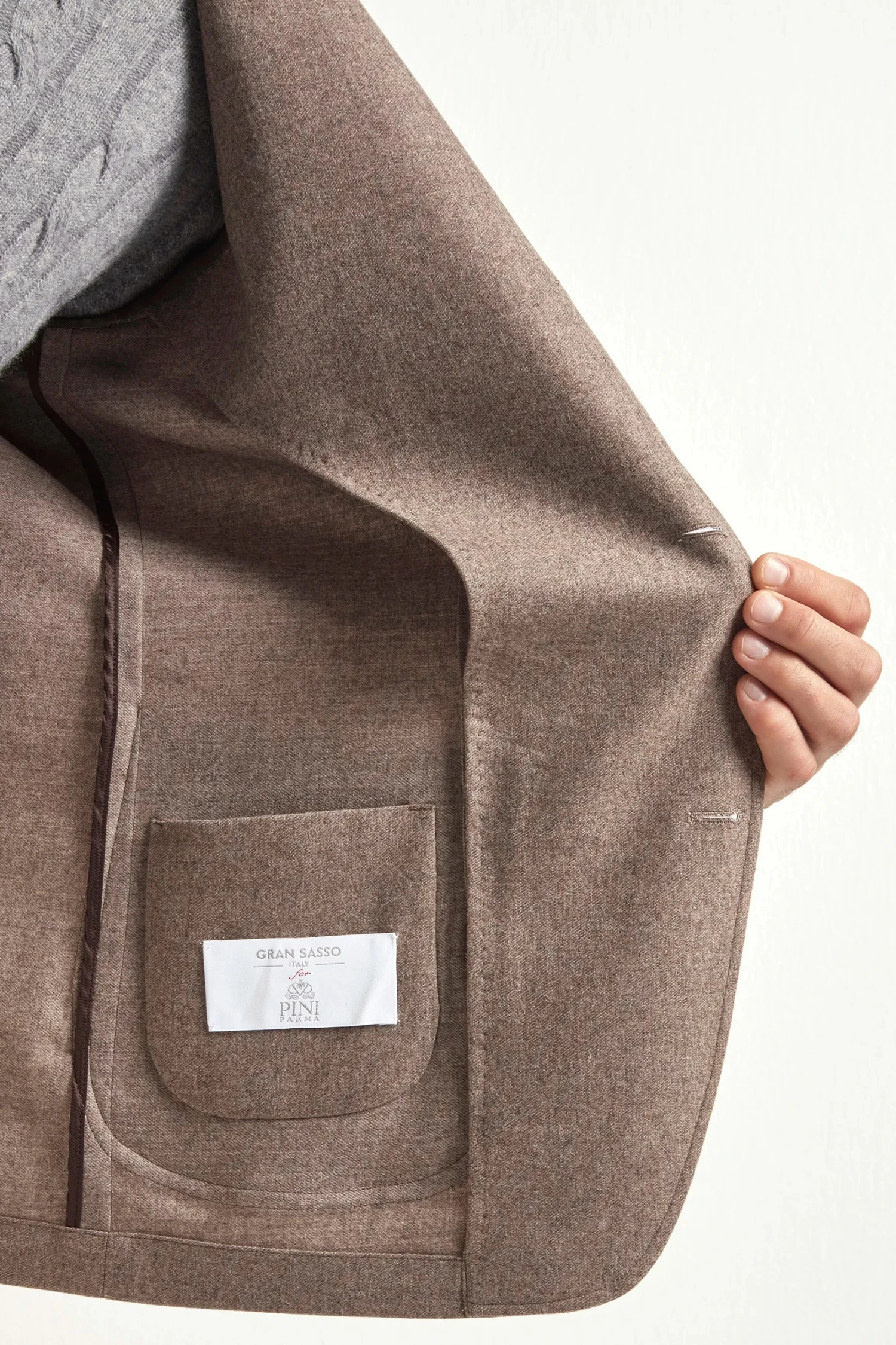 Taupe Flannel Coreana Jacket - Made In Italy 4 Taupe Flannel Coreana Jacket - Made In Italy - Image 2