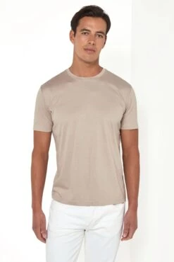 Taupe Jersey T-shirt - Made In Italy