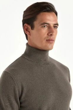 Dark Taupe Cashmere Turtleneck – Made In Italy -Pini Parma Clothing Store PINIFW2523466