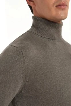 Dark Taupe Cashmere Turtleneck – Made In Italy -Pini Parma Clothing Store PINIFW2523468