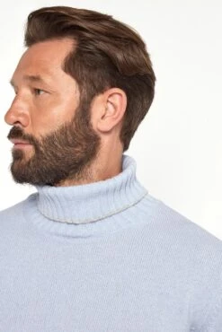 Light Blue Turtleneck With Collar Detail – Made In Italy -Pini Parma Clothing Store PINIFW2523583