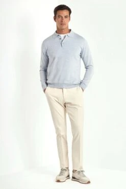 Light Blue Merino Polo - Made In Italy -Pini Parma Clothing Store PINIFW2524066