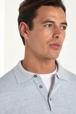 Light Blue Merino Polo - Made In Italy -Pini Parma Clothing Store PINIFW2524086