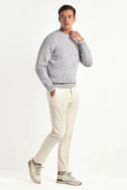 Light Grey Mouline Round Neck - Made In Italy 9 Light Grey Mouline Round Neck - Made In Italy -Pini Parma Clothing Store PINIFW2524105