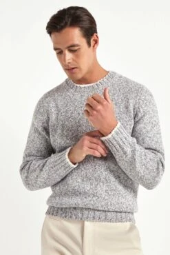 Light Grey Mouline Round Neck - Made In Italy