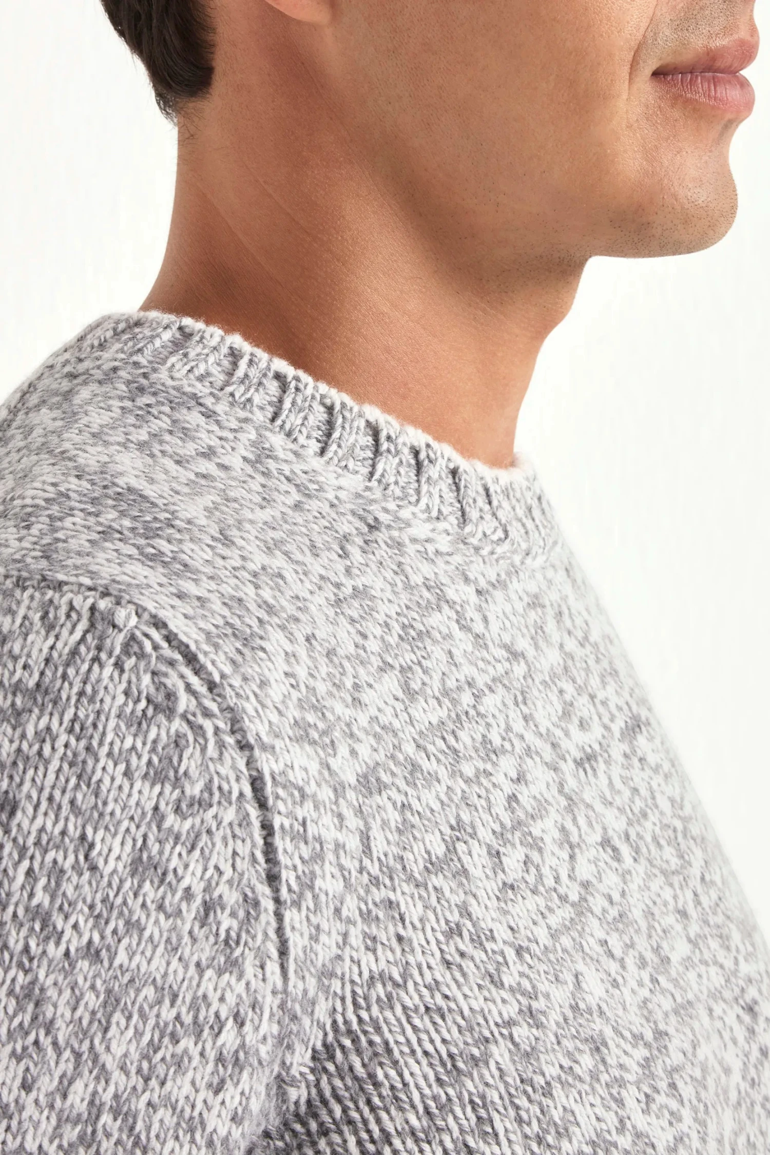 Light Grey Mouline Round Neck - Made In Italy 5 Light Grey Mouline Round Neck - Made In Italy - Image 3