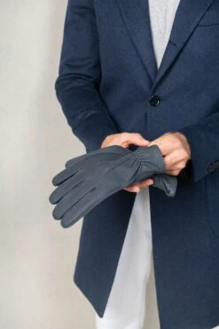 Dusty Blue Deerskin Leather Gloves - Made In Italy -Pini Parma Clothing Store PiniParma 208