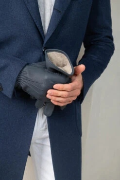 Dusty Blue Deerskin Leather Gloves - Made In Italy -Pini Parma Clothing Store PiniParma 209