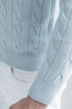 Light Blue Cable Knit Sweater – Made In Italy -Pini Parma Clothing Store PiniParma 454