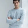Light Blue Cable Knit Sweater – Made In Italy 2 Light Blue Cable Knit Sweater – Made In Italy -Pini Parma Clothing Store PiniParma 457