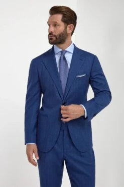 Royal Blue Striped Suit - Made In Italy