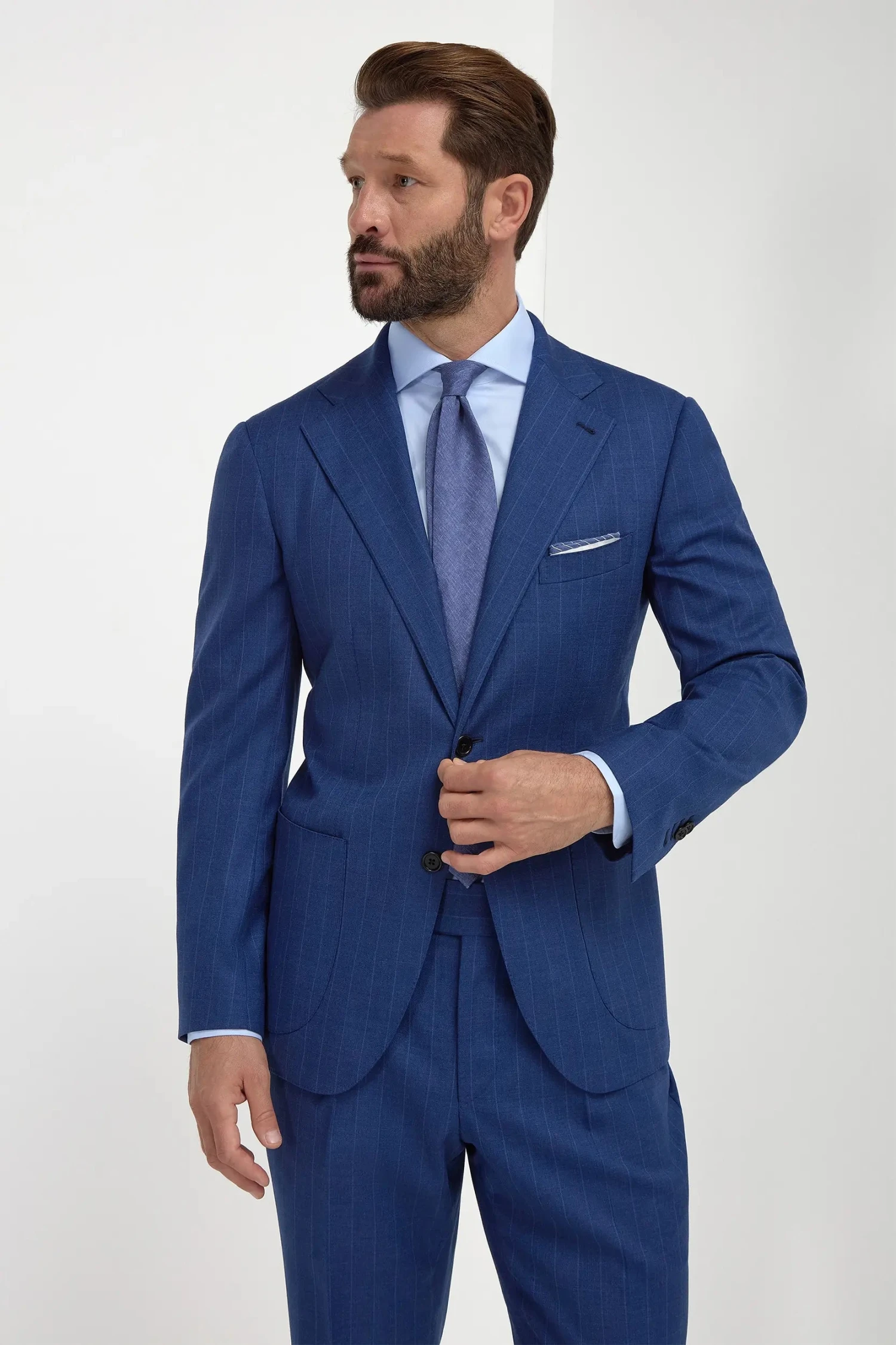 Royal Blue Striped Suit - Made In Italy 3 Royal Blue Striped Suit - Made In Italy