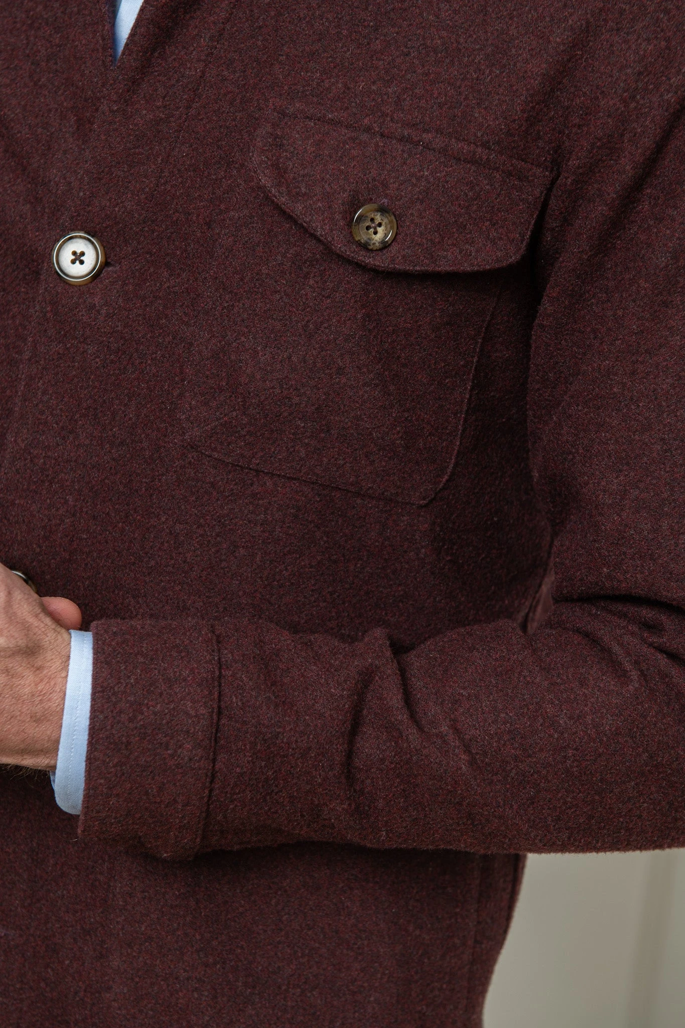 Bordeaux Safari Jacket Flannel Super 180'S – Made In Italy 4 Bordeaux Safari Jacket Flannel Super 180'S – Made In Italy - Image 2