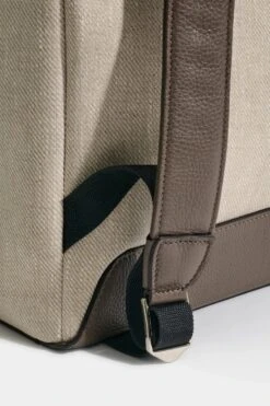 Sand Canvas & Leather Backpack - Made In Italy -Pini Parma Clothing Store Sand canvas leather backpack 9