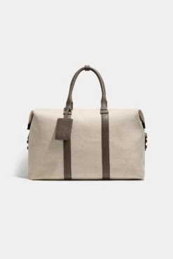 Sand Canvas & Leather Weekender Bag - Made In Italy 12 Sand Canvas & Leather Weekender Bag - Made In Italy -Pini Parma Clothing Store Sand canvas leather weekender bag 2