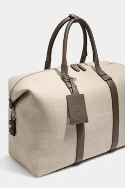 Sand Canvas & Leather Weekender Bag - Made In Italy 13 Sand Canvas & Leather Weekender Bag - Made In Italy -Pini Parma Clothing Store Sand canvas leather weekender bag 4