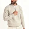 Sand Cashmere Blend Ribbed Half Zip - Made In Italy 2 Sand Cashmere Blend Ribbed Half Zip - Made In Italy -Pini Parma Clothing Store Sand cashmere blend ribbed half zip 2