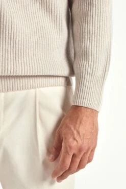 Sand Cashmere Blend Ribbed Half Zip - Made In Italy 9 Sand Cashmere Blend Ribbed Half Zip - Made In Italy -Pini Parma Clothing Store Sand cashmere blend ribbed half zip 4