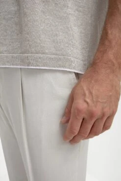 Sand Linen And Cotton T-shirt - Made In Italy -Pini Parma Clothing Store Sand linen and cotton t shirt 3