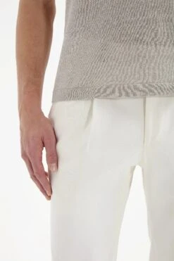 Sand Linen And Cotton Zipped Polo - Made In Italy -Pini Parma Clothing Store Sand linen and cotton zipped polo 5