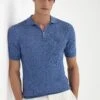 Sky Blue Thin Rib Zipped Polo - Made In Italy -Pini Parma Clothing Store Sky blue thin rib zipped polo 1