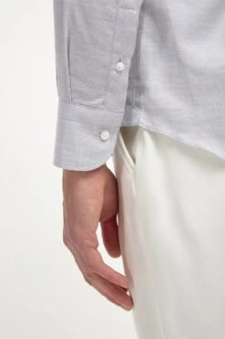 Stone Chambray Button Down Shirt - Made In Italy -Pini Parma Clothing Store Stone chambray button down shirt 3