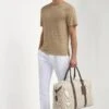 Taupe Linen T-shirt - Made In Italy 2 Taupe Linen T-shirt - Made In Italy -Pini Parma Clothing Store Taupe linen t shirt 1