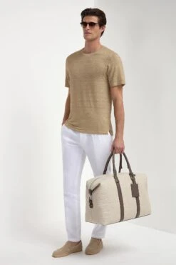 Taupe Linen T-shirt - Made In Italy