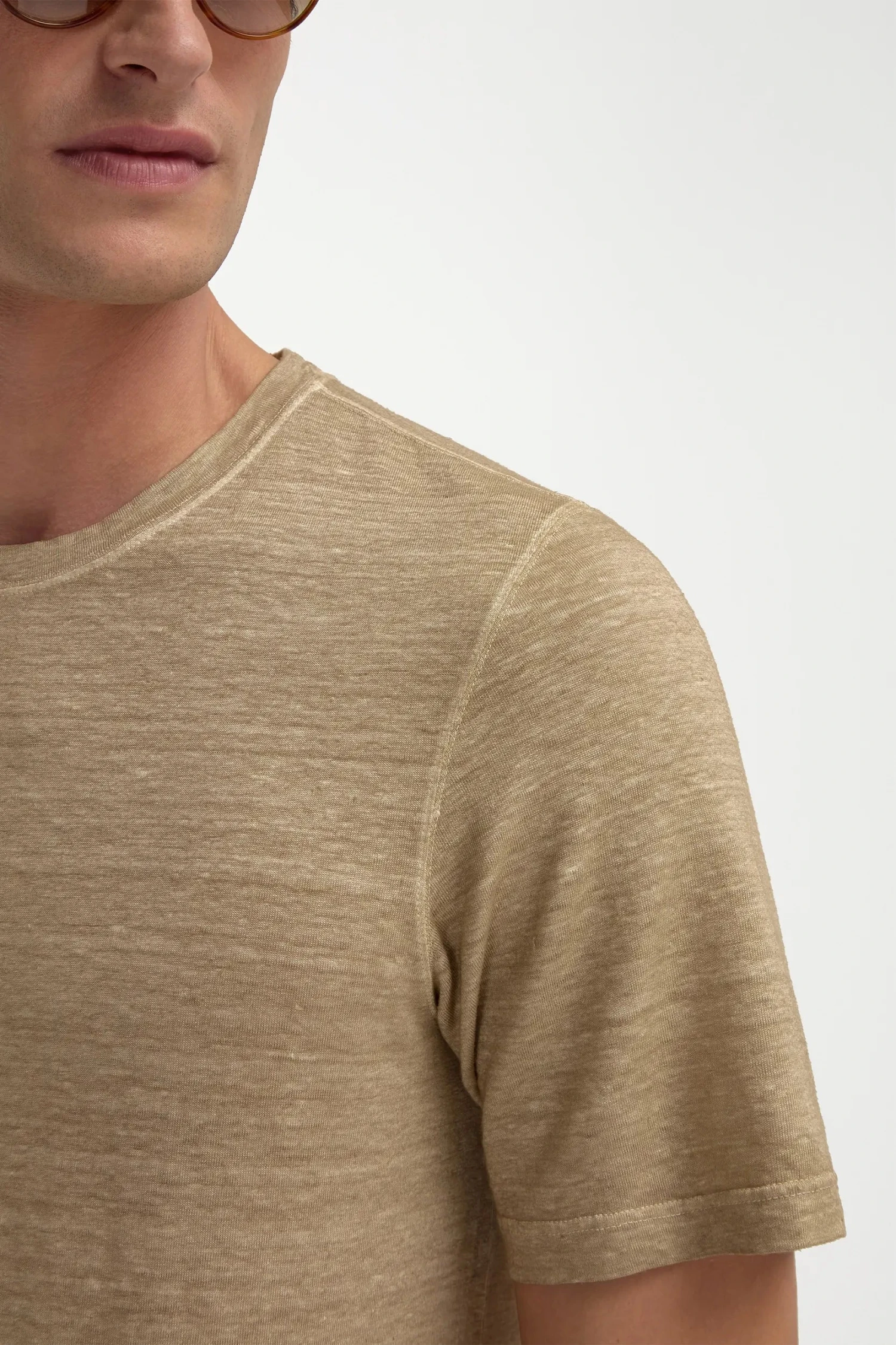 Taupe Linen T-shirt - Made In Italy 4 Taupe Linen T-shirt - Made In Italy - Image 2