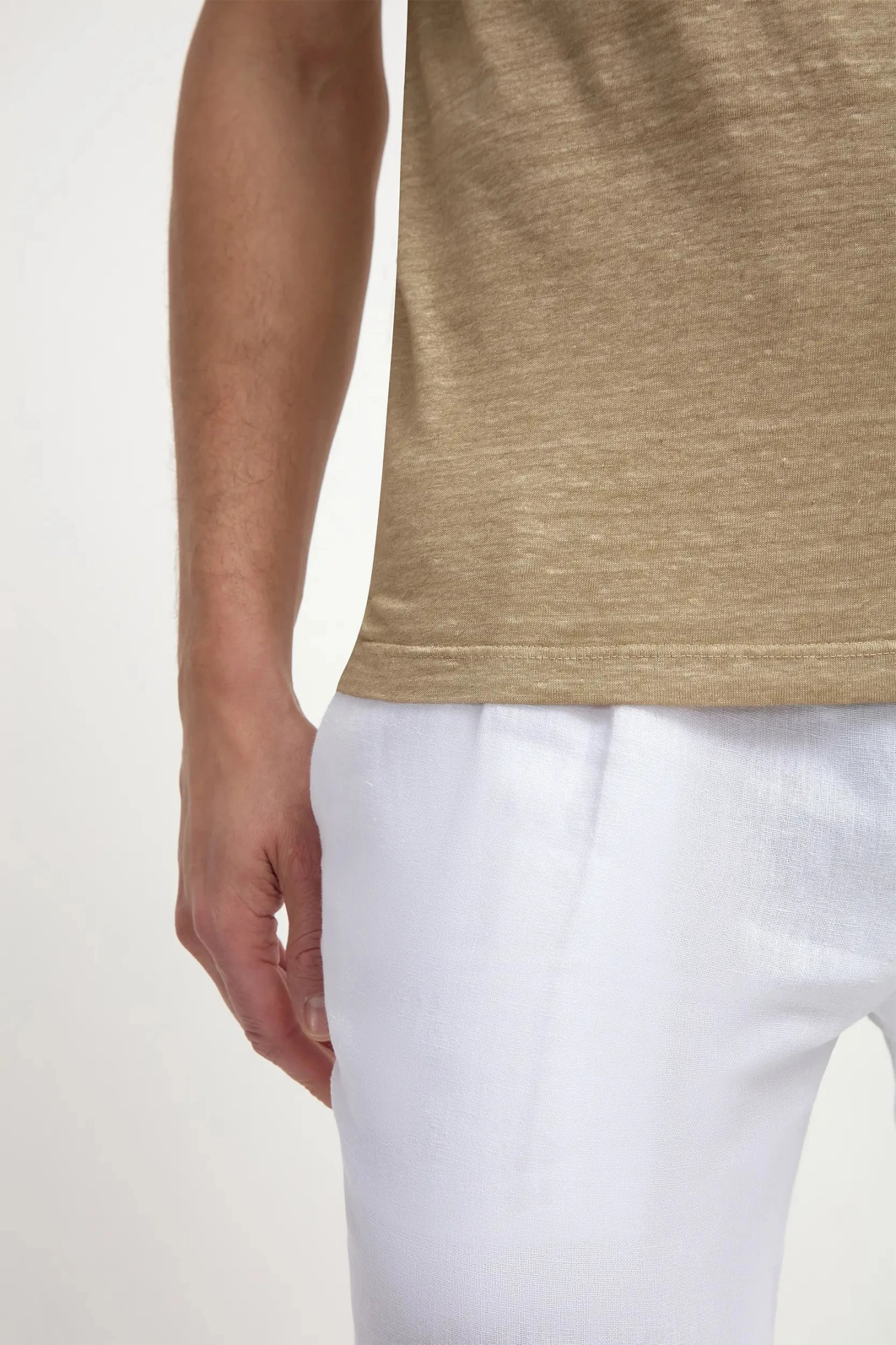 Taupe Linen T-shirt - Made In Italy 5 Taupe Linen T-shirt - Made In Italy - Image 3