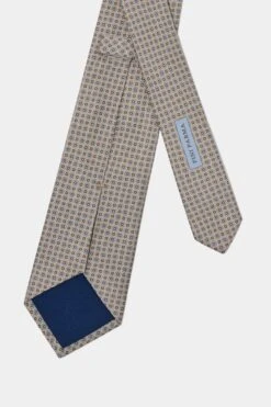 Taupe Micro Fancy Silk Tie - Made In Italy -Pini Parma Clothing Store Taupe micro fancy silk tie 3