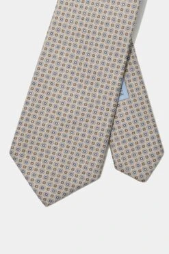 Taupe Micro Fancy Silk Tie - Made In Italy -Pini Parma Clothing Store Taupe micro fancy silk tie 4