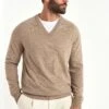 Taupe V-neck Sweater - Made In Italy 1 Taupe V-neck Sweater - Made In Italy -Pini Parma Clothing Store Taupe v neck sweater 2