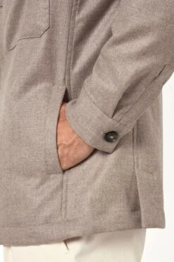 Taupe Wool And Cashmere Shirt Jacket - Made In Italy -Pini Parma Clothing Store Taupe wool and cashmere shirt jacket 7