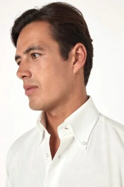 White Brushed Cotton Button Down Shirt - Made In Italy -Pini Parma Clothing Store White brushed cotton button down shirt 1