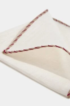 White Linen Pocket Square With Beige And Red Edges - Made In Italy 7 White Linen Pocket Square With Beige And Red Edges - Made In Italy -Pini Parma Clothing Store White linen pocket square with beige and red edges 3