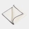 White Linen Pocket Square With Grey And Beige Edges - Made In Italy -Pini Parma Clothing Store White linen pocket square with grey and beige edges 1