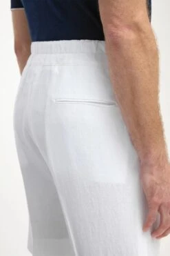 White Linen Relaxed Shorts - Made In Italy -Pini Parma Clothing Store White linen relaxed shorts 4
