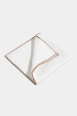 White/Beige Linen Pocket Square - Made In Italy