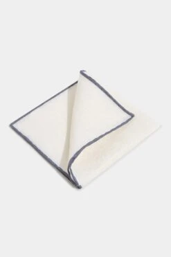 White/Grey Linen Pocket Square - Made In Italy