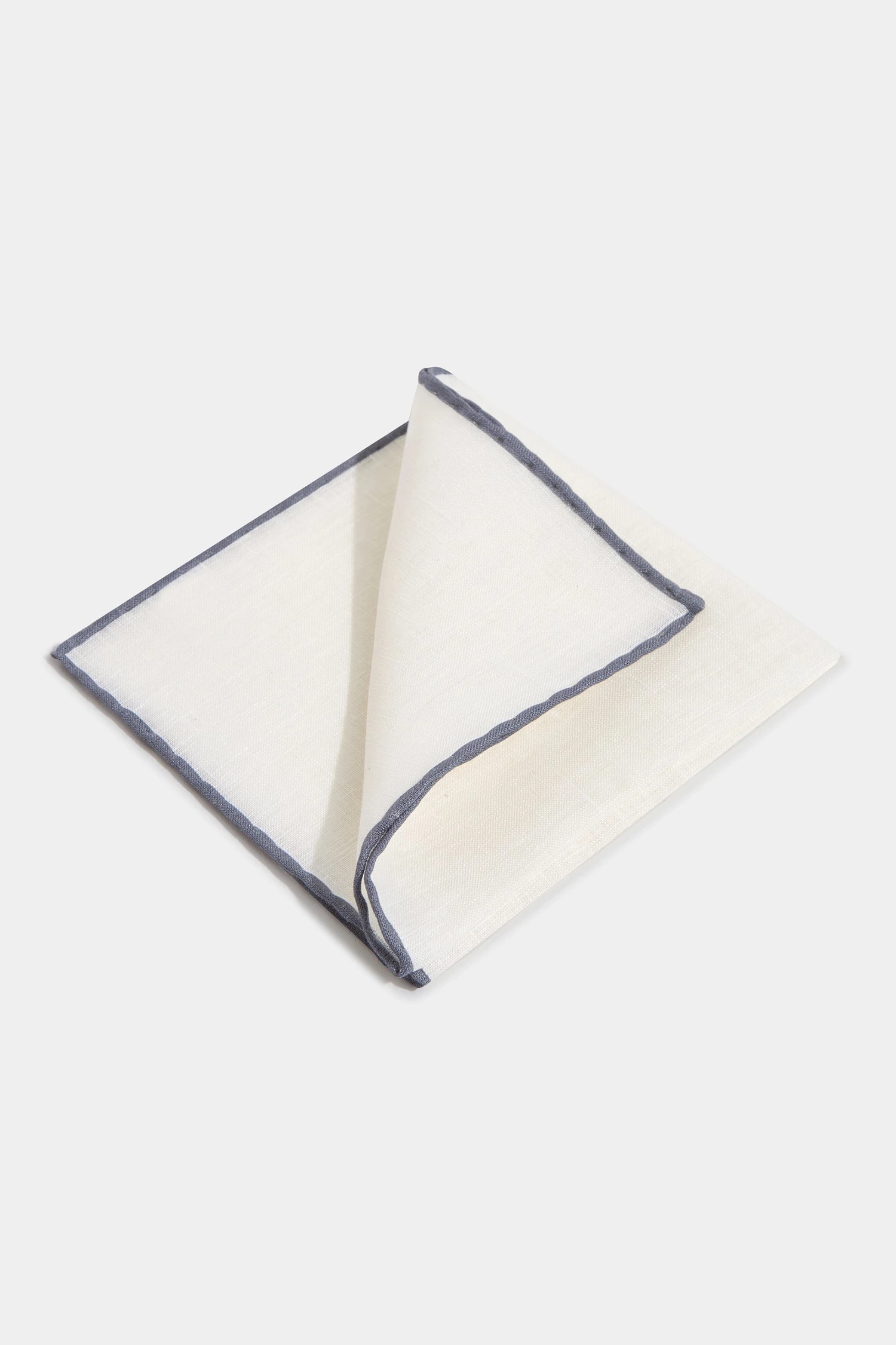 White/Grey Linen Pocket Square - Made In Italy 3 White/Grey Linen Pocket Square - Made In Italy